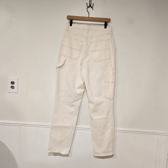 Abercrombie & Fitch 90s Straight Carpenter Cargo Jeans Curve Love White 30 Long - Picture 5 of 7